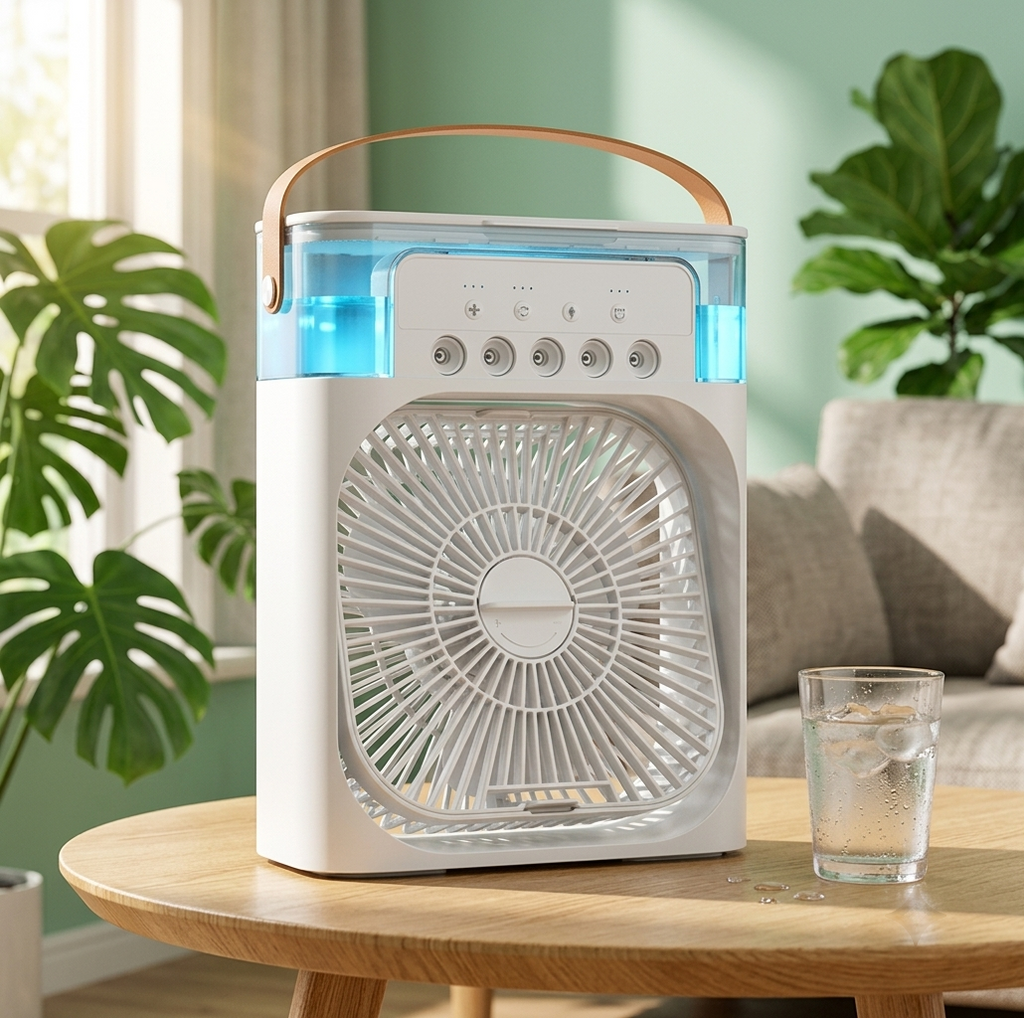 Mini Portable Air Cooler & Humidifier Fan – 3-in-1 Personal AC