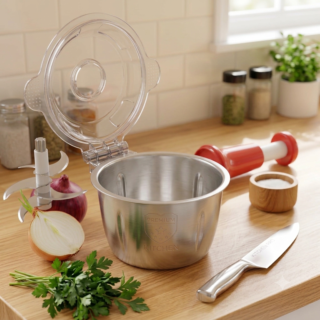 2-in-1 Quick Prep Kit: Press Food Chopper & Samosa / Cutlet Shaping Molds