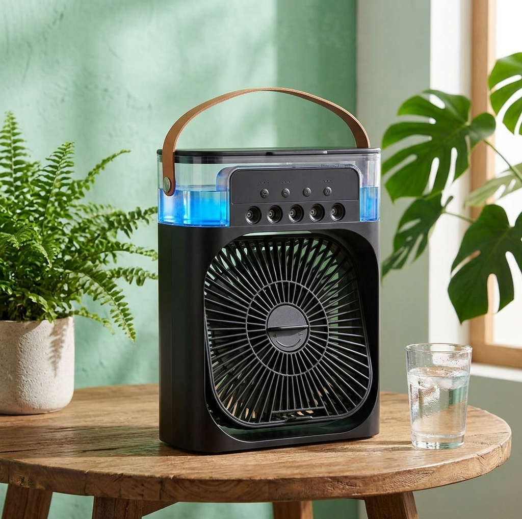 Mini Portable Air Cooler & Humidifier Fan – 3-in-1 Personal AC