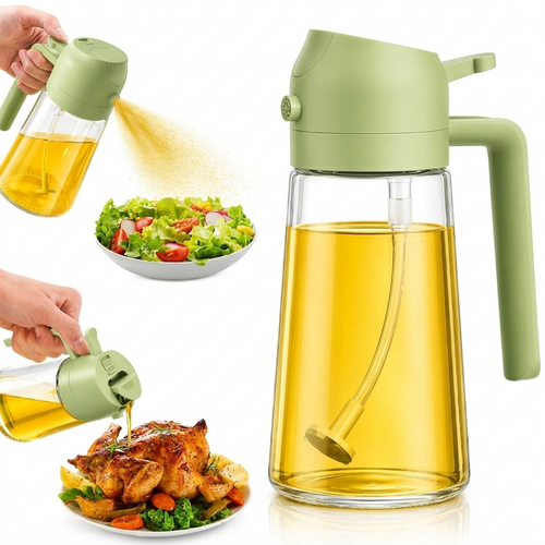 2-in-1 Glass Oil Dispenser & Sprayer Bottle