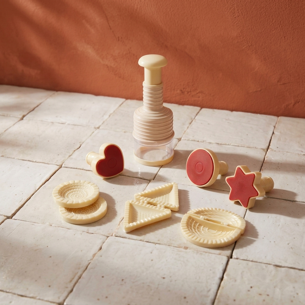 White Chopper with Multi-Shape Cutlet Shaper and Kachori Maker Set