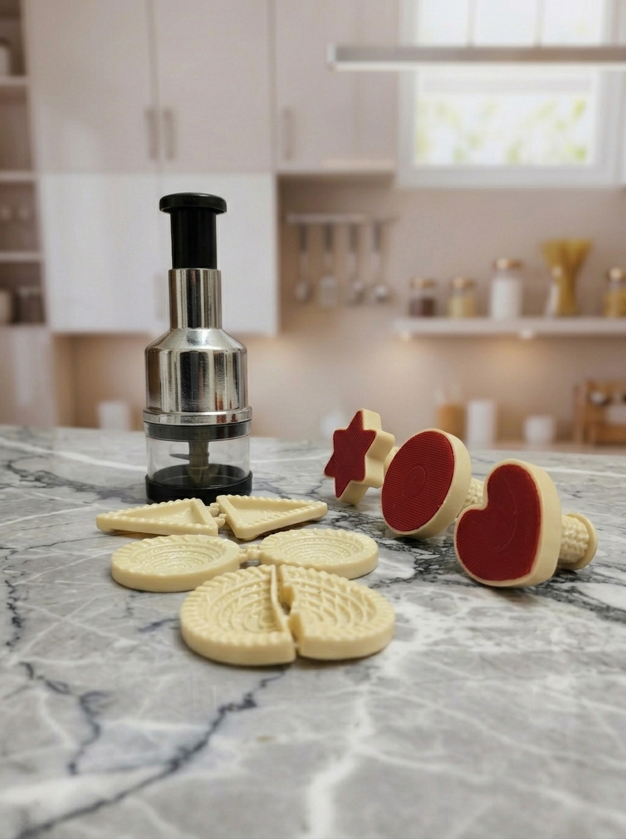 Black Chopper with Multi-Shape Cutlet Shaper and Kachori Maker Set