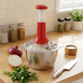 Effortless Quick-Prep manual Food Processor – Large Capacity Onion & Herb Chopper (Stainless Steel Bowl)