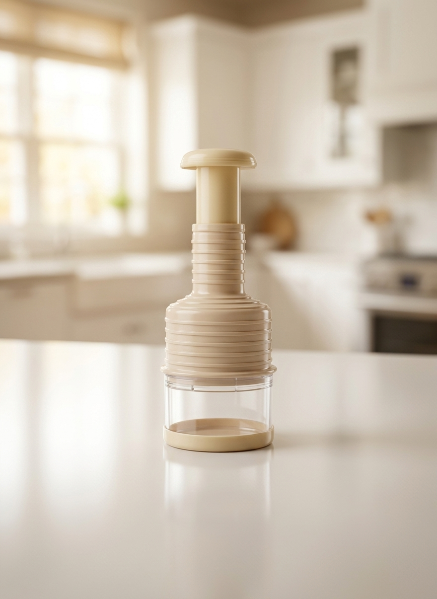 White Hand-Press Mini Vegetable Chopper