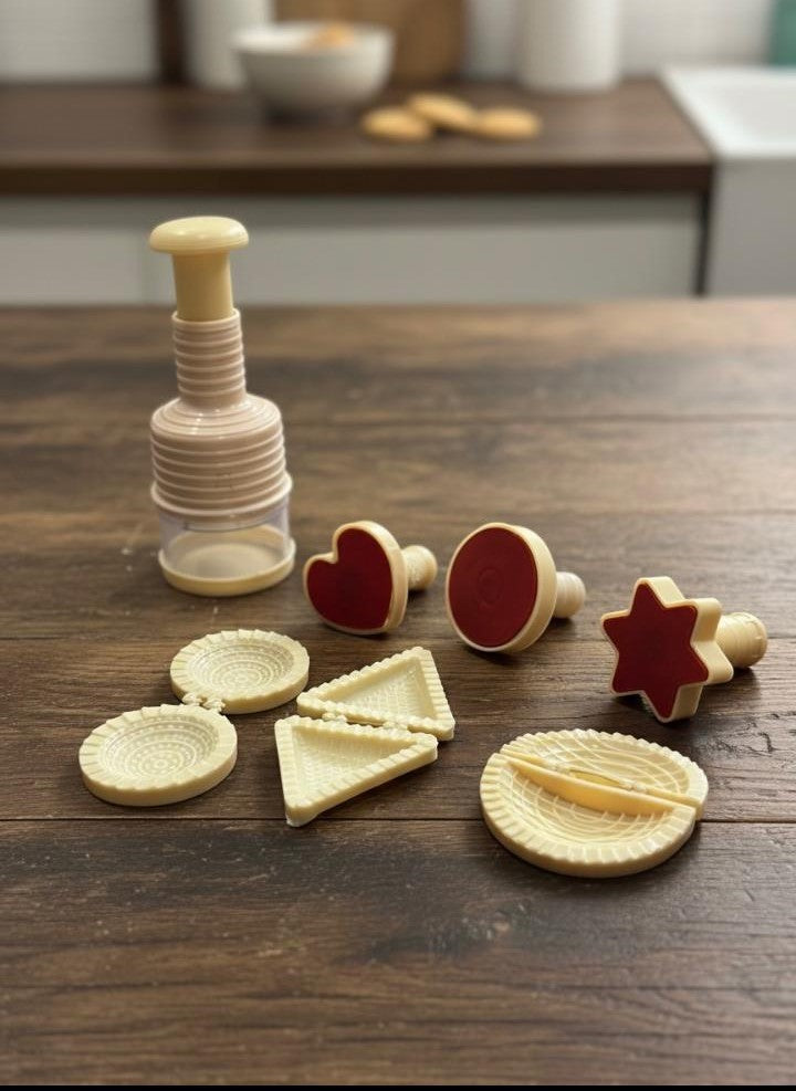 White Chopper with Multi-Shape Cutlet Shaper and Kachori Maker Set